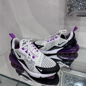 Nike Air Max 270 White and Black with Purple Accents size 9.5 womens